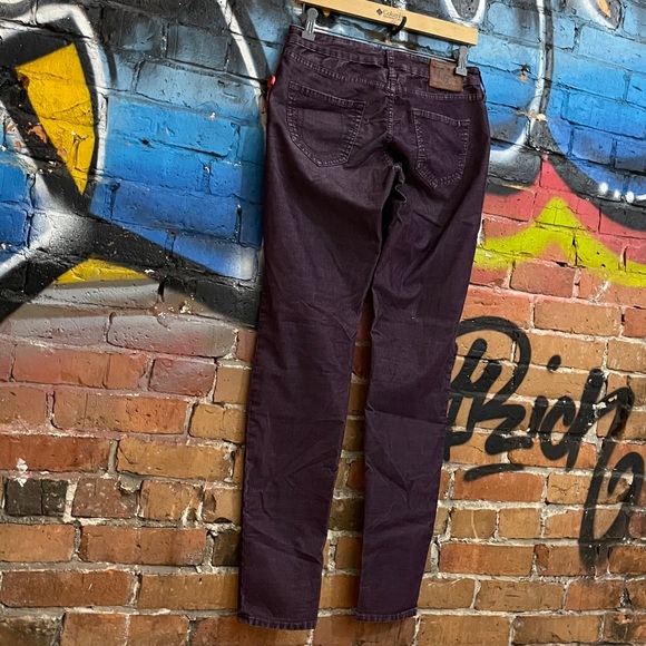 TRUE RELIGION-women’s lavender cotton blend slim-taper leg corduroy pants - Picture 8 of 10